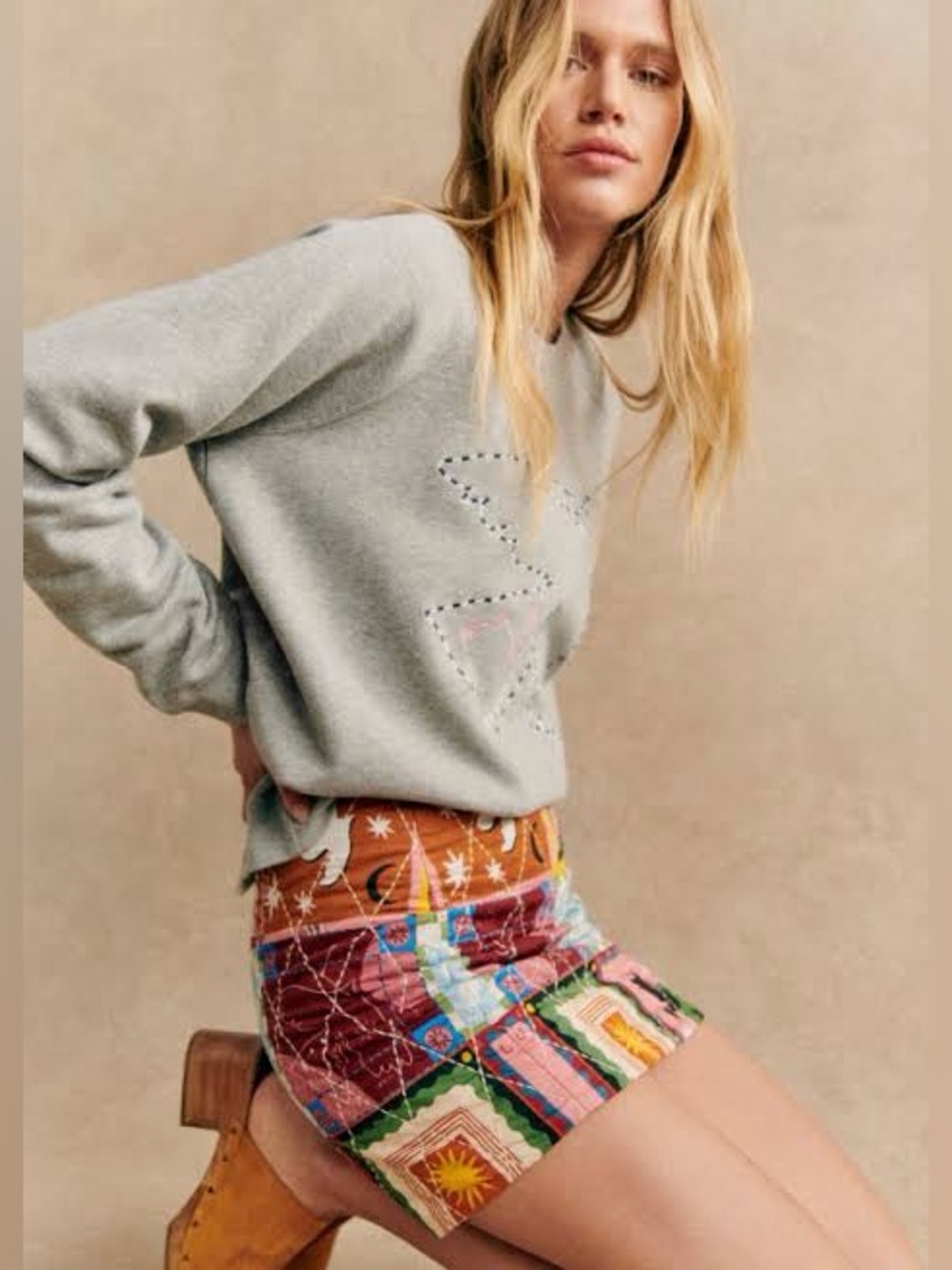 Sezane Pangea Malia Patchwork Mini Skirt - 36/4 - Picture 2 of 7
